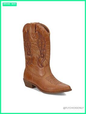 Faux Leather Cowgirl Platform Boots with Pointed Toe